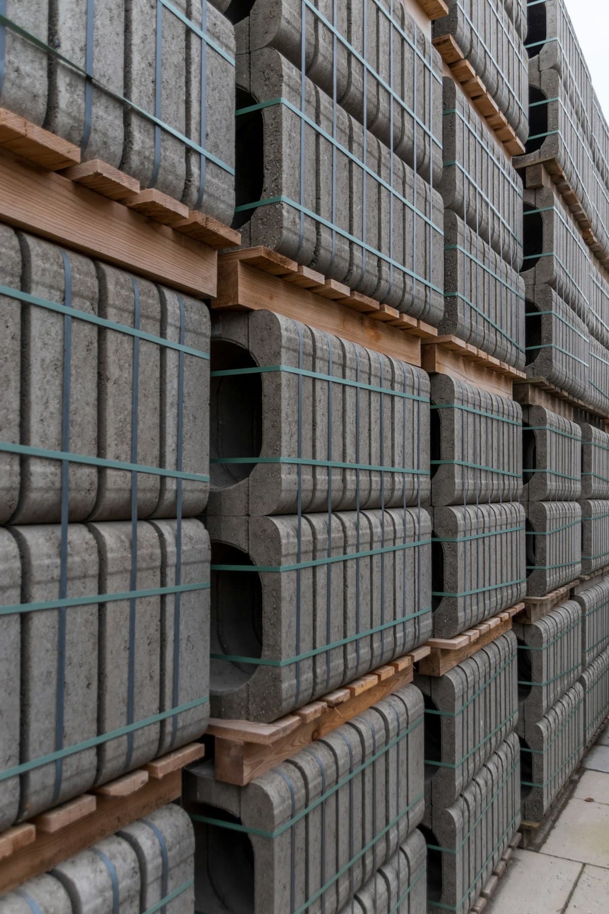 Precast concrete panels being installed at a construction site